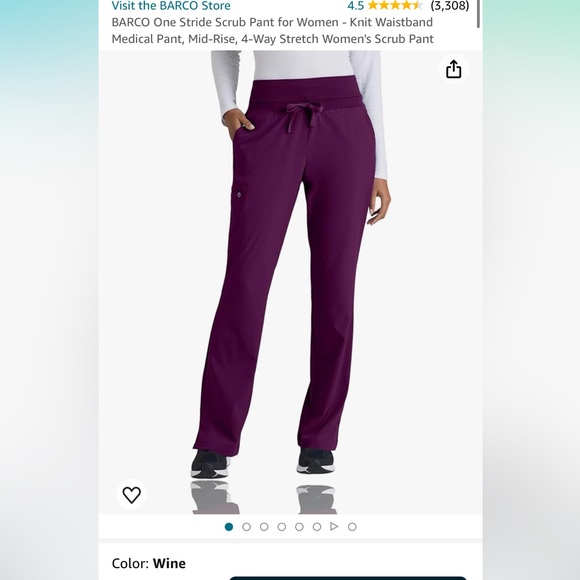 Excellent used condition size medium barco one wine scrub pants - Picture 6 of 6
